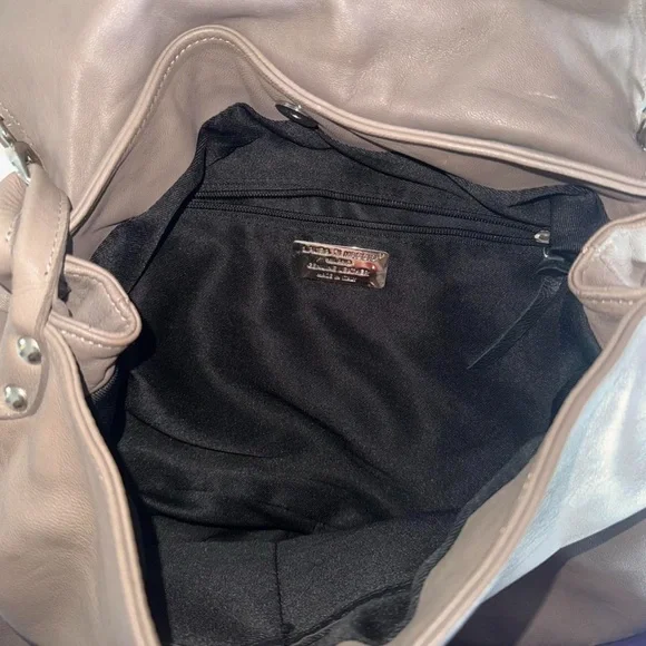 Tan Shoulder Bag with Perforated Design and Braided Strap - Picture 3 of 4